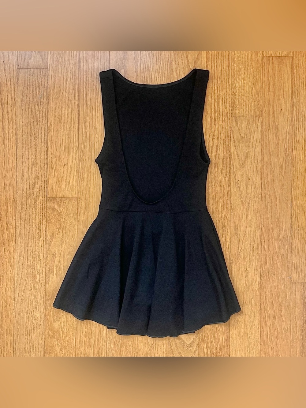 Ponte Boatneck Ballerina Skirted Leotard black mini dress with open back XS
